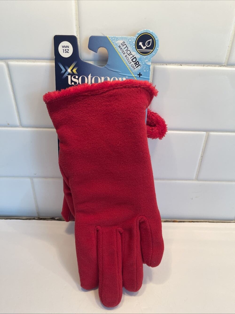Isotoner Gloves Womens OS Red Fleece SmartDri And SmarTouch New